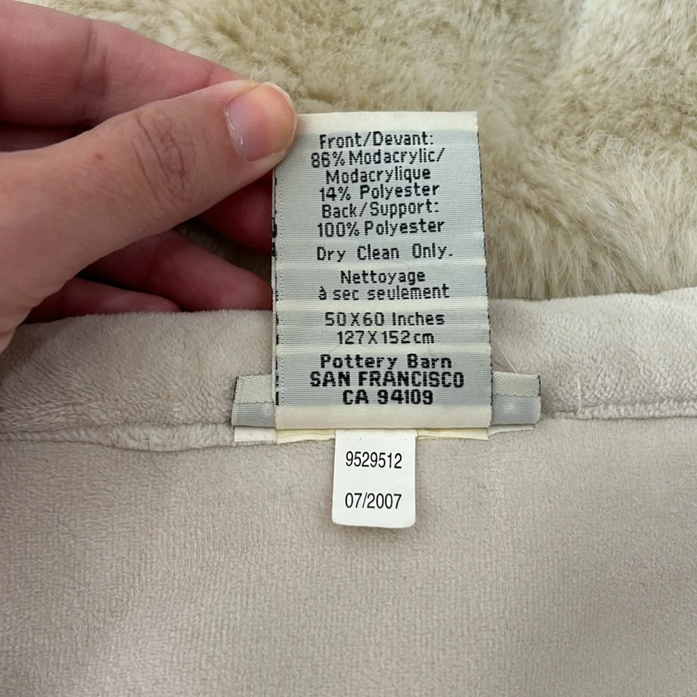 Pottery Barn Faux Mink Blanket 50x60